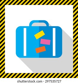 Icon of travel suitcase with stickers