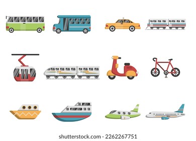 icon travel transport elements collection clipart