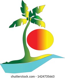 Icon of traveling to enjoy tropical coconut