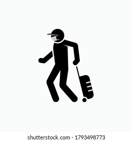 Icon : Traveller Using Mask. Safe Journey Symbol - Vector.