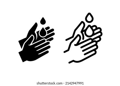 Icon treat hands with antiseptic. Wash your hands pictogram. Isolated vector illustration on white background.