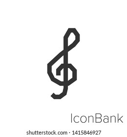 Icon treble clef in black and white Illustration.