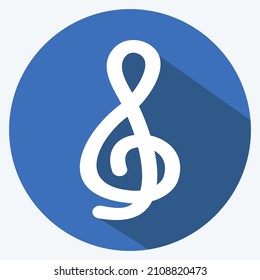 Icon Treble Clef - Long Shadow Style - Einfache Illustration, Gut für Prints, Bekanntmachungen, etc.