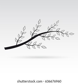 Icon tree branch black on white background