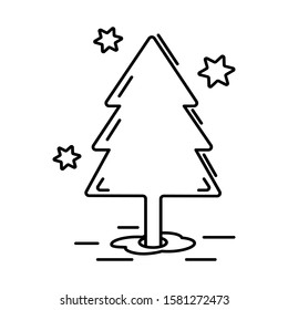 Icon Tree Christmas simple black white