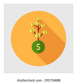Icon of tree with dollar sign coins instead of leaves