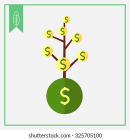 Icon of tree with dollar sign coins instead of leaves
