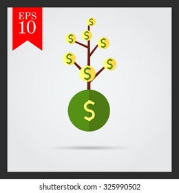 Icon of tree with dollar sign coins instead of leaves