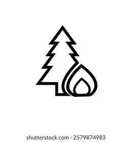 The icon of a tree with fire underneath usually has a warning or danger meaning related to forest fires