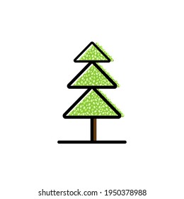 Icon tree. Green Tree with Leaves. Vector outline Illustration. Plant in Garden. Tree with green leaves.