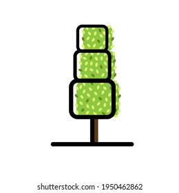 Icon tree. Green Tree with Leaves. Vector outline Illustration. Plant in Garden. Tree with green leaves.
