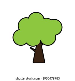 Icon tree. Green Tree with Leaves. Vector outline Illustration. Plant in Garden. Tree with green leaves.