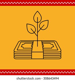 Icon of tree growing on banknote stack