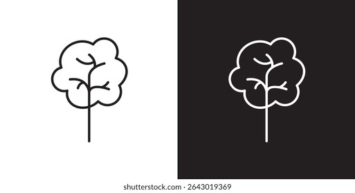 Icon of tree and leaf, Botanical icon, Tropical vector illustration in transparent and black background. 