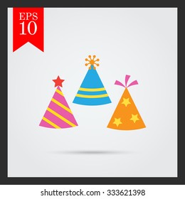Icon of tree multicolored arty hats having various design