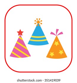 Icon of tree multicolored arty hats having various design