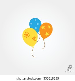 Icon of tree multicolored balloons with various prints
