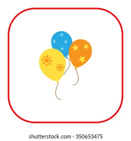 Icon of tree multicolored balloons with various prints