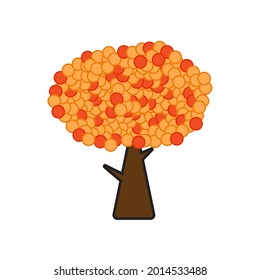 Icon tree. Orange Tree with Leaves. Vector outline Illustration. Plant in Garden. Tree with orange leaves.