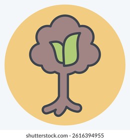 Icon Tree. related to Save the World symbol. color mate style. editable