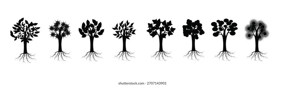 icon of tree with roots vector illustration