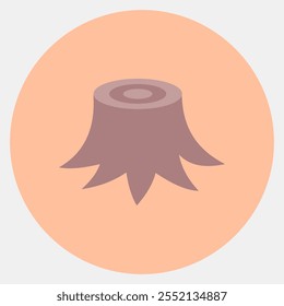 Icon tree stump. Global warming elements. Icon in color mate style.