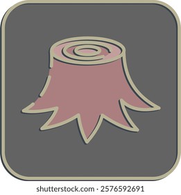 Icon tree stump. Global warming elements. Icon in embossed style.