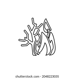 icon of trees in flames, forest fires, drought, vector illustration