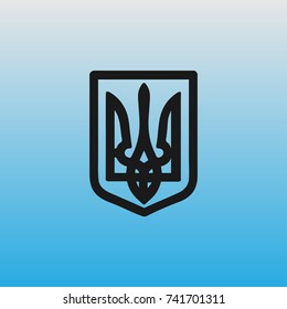 Icon of the trident of Ukraine on a blue background.