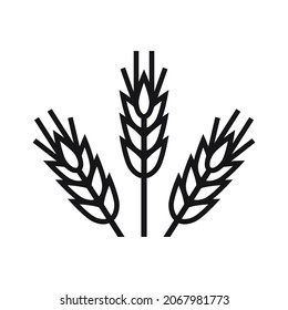 The icon of a trio of wheat spikelets. Production of bread and beer. Agricultural industry. Vector illustration isolated on a white background for design and web.