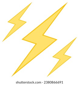 Icon triple lightning thunderstorm, high voltage sign caution dangerous life