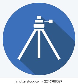 Icon tripod. related to Photography symbol. long shadow style. simple design editable. simple illustration