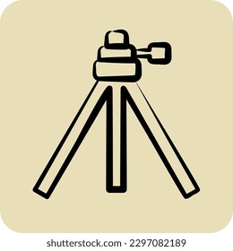 Icon tripod. related to Photography symbol. hand drawn style. simple design editable. simple illustration