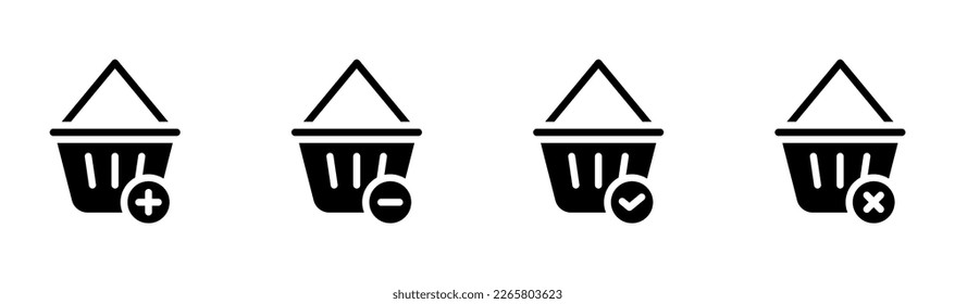 icono carro, carro, más, menos, cancelar, comprobar, navegar, Ecommerce. archivo modificable. ilustración vectorial