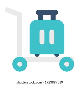 portaequipajes de los carriles de iconos de estilo plano y color azul dominante