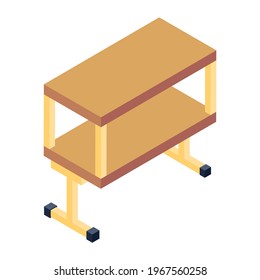 Icon of trolley table in isometric design