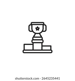 An icon of a trophy on a three-tiered podium, symbolizing victory, achievement, or first place in a competition.