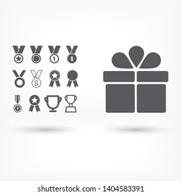 icon, trophy, vector, cup, many, icons, design, background, set, award.