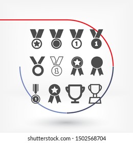icon, trophy, vector, cup, many, icons, design, background, set, award.