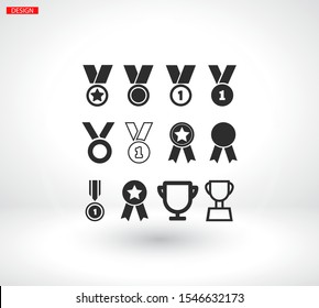 icon, trophy, vector, cup, many, icons, design, background, set, award.