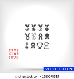 icon, trophy, vector, cup, many, icons, design, background, set, award.