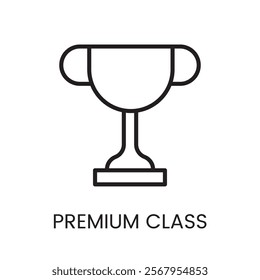 An icon of a trophy in vector, symbolizing premium achievements or excellence, with an editable stroke.