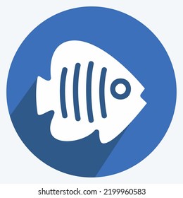 Icon Tropical Fish. suitable for seafood symbol. long shadow style. simple design editable. design template vector. simple illustration
