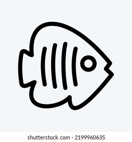 Icon Tropical Fish. suitable for seafood symbol. line style. simple design editable. design template vector. simple illustration