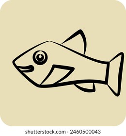 Icon Trout. related to Seafood symbol. hand drawn style. simple design illustration