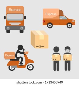 Icon of truck, car, bike for shipping