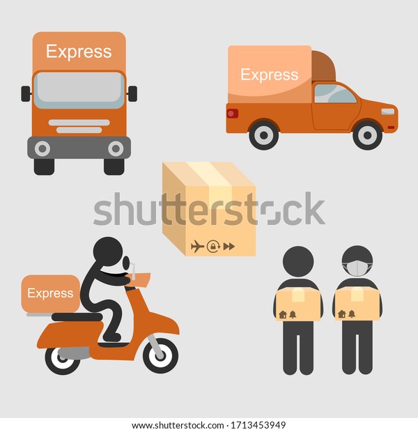 Icon of truck, car, bike\
for shipping
