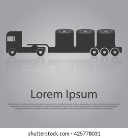Icon of truck with loaded trailer. Flat design.