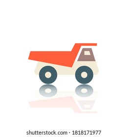Camión de iconos con reflejo de espejo. Estilo plano, ilustración vectorial.