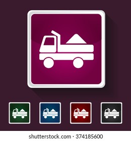 Icon of Truck on Multicolored Squares. Eps-10.